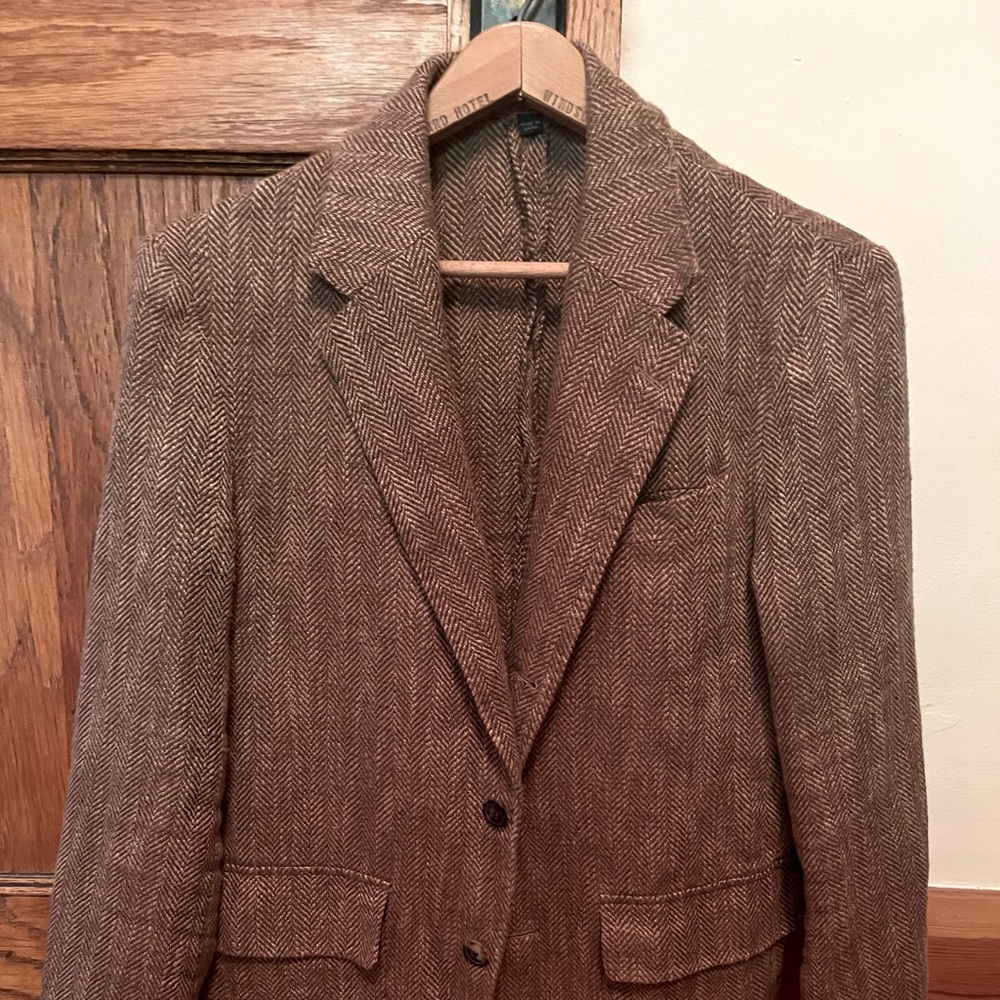 Mens Jcrew Linen & cotton blend herringbone unstructured blazer size XS (34-36)